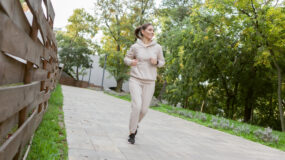 a woman getting back into her running routine in the Spring